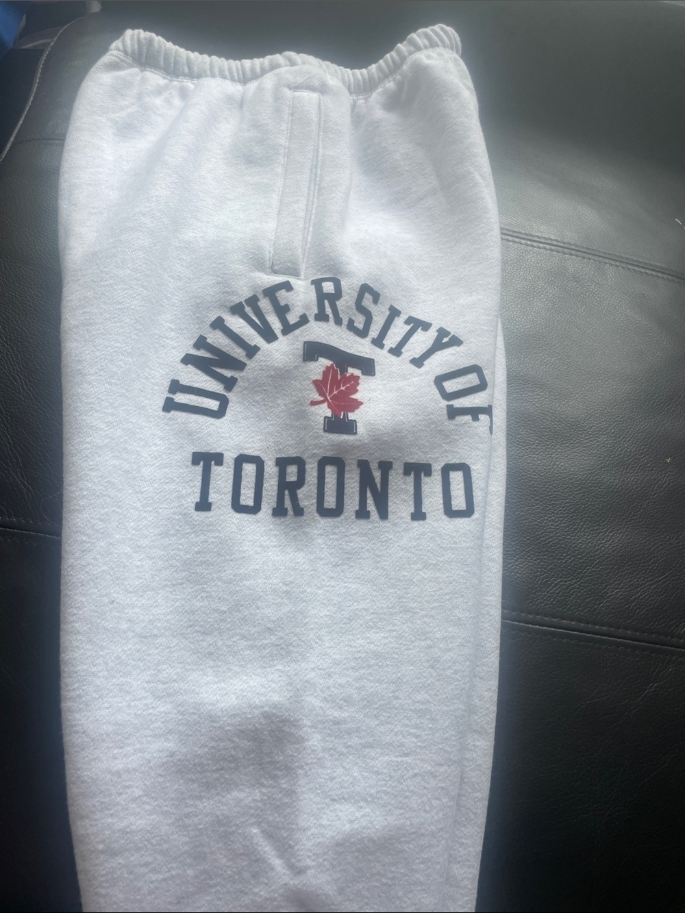 University of Toronto White Track Joggers with Logo
